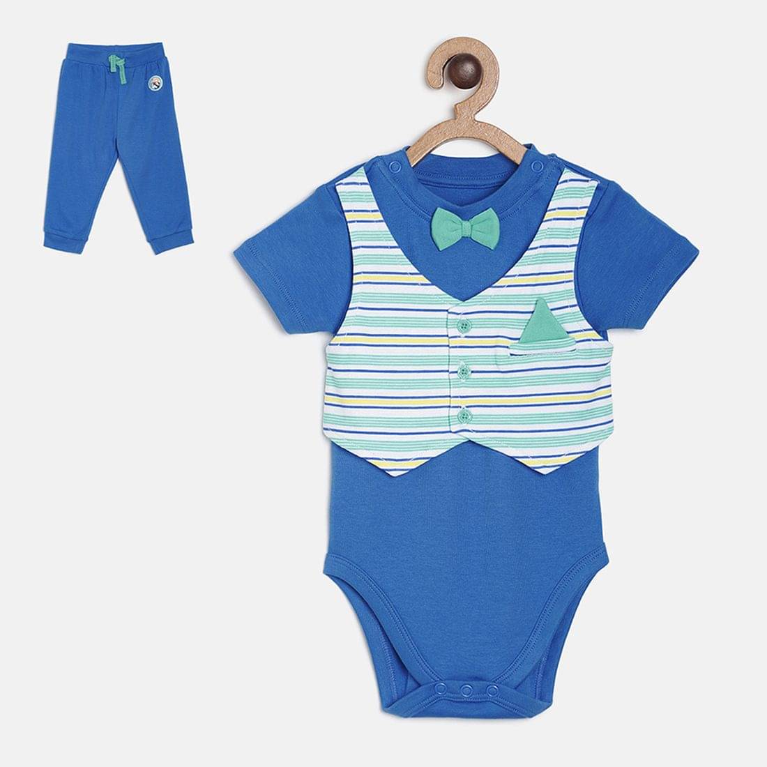 MINI KLUB Pack of 2 Baby Boys Cotton Bodysuit ( Blue )     			MINI KLUB Pack of 2 Baby Boys Cotton Bodysuit ( Blue )