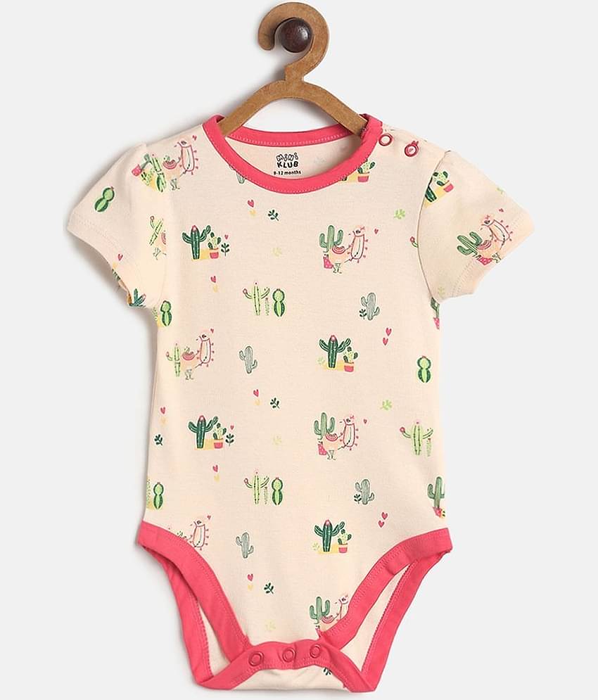 MINI KLUB Pack of 3 Baby Girls Cotton Bodysuit ( Multicolor )