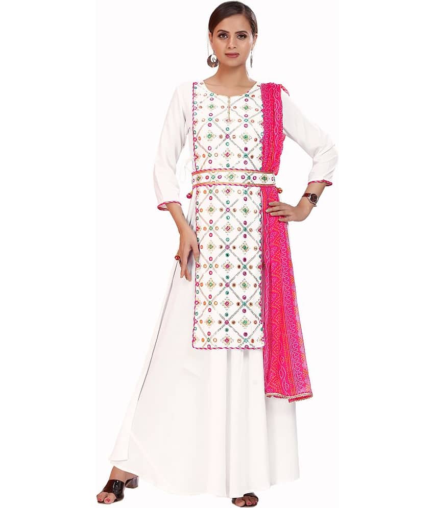 Madhuram - White Rayon Women's Flared Kurti ( Pack of 1 ) - Kurtis, Tunics | Buy online on ZillyBuy