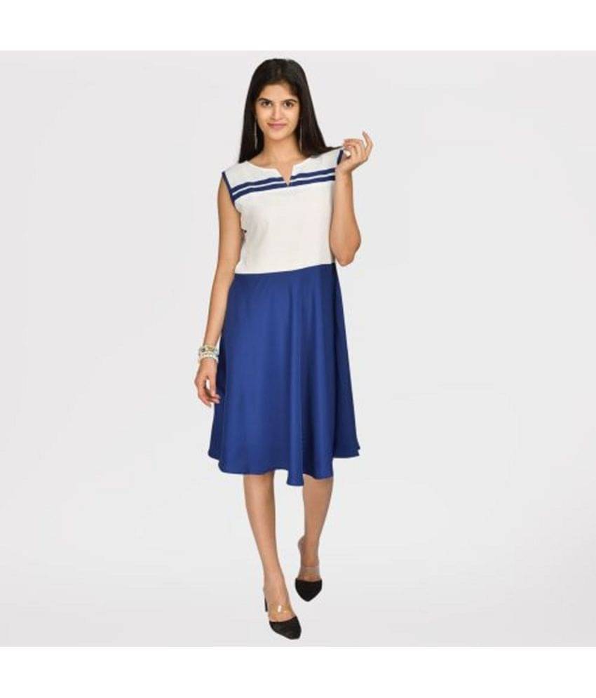 NOWT - White Crepe Women's Fit & Flare Dress ( Pack of 1 ) NOWT - White Crepe Women's Fit & Flare Dress ( Pack of 1 )