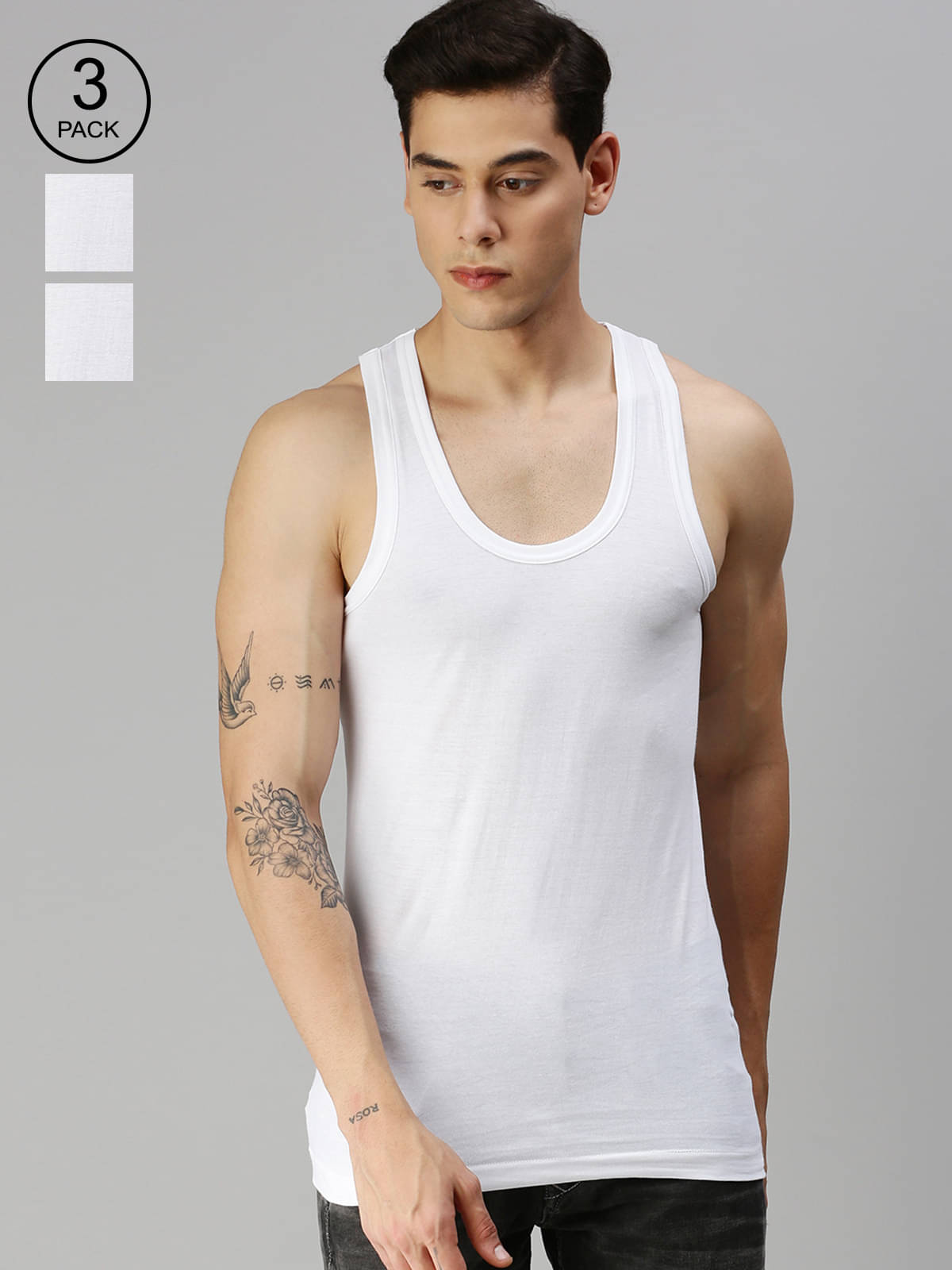     			ONN Pack of 3 Cotton Men's Vest ( White )