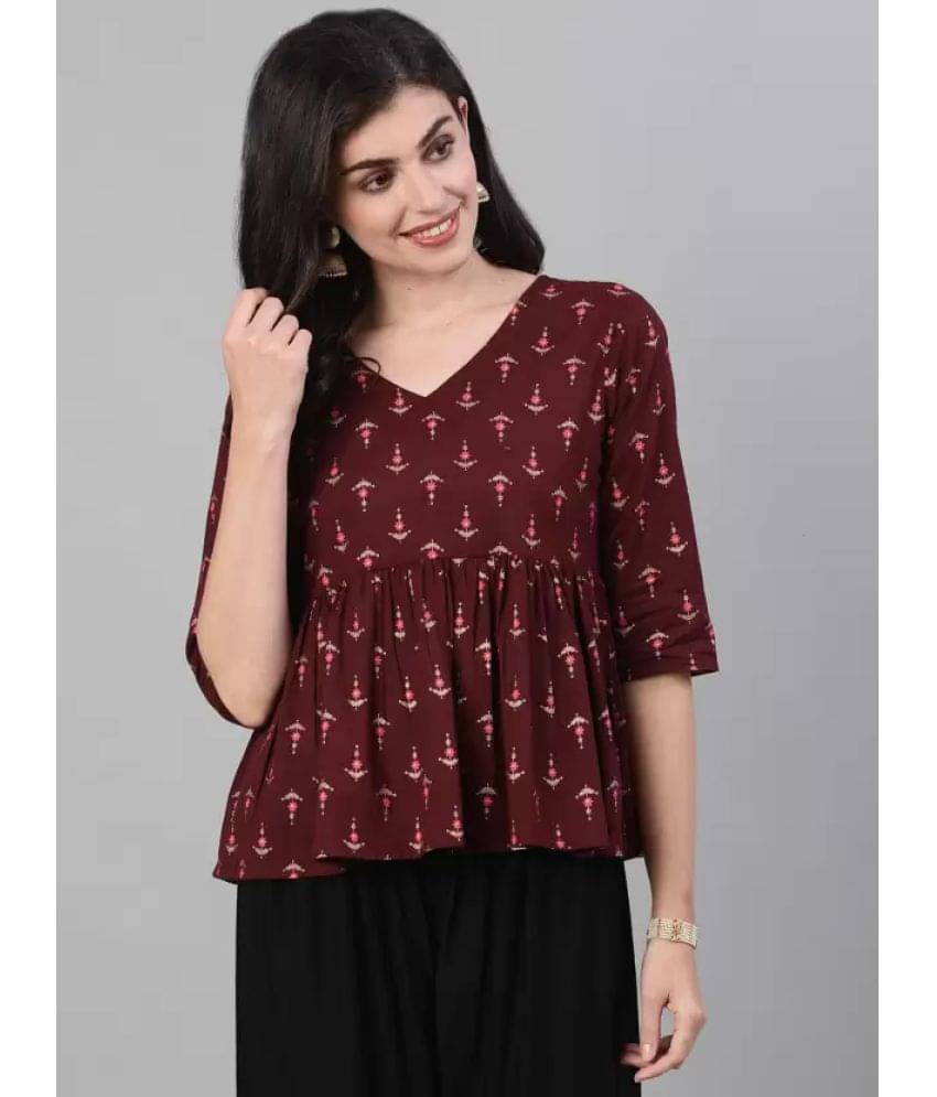     			PRAYAARI FASHIONS Women's Rayon A-Line Top ( Maroon )