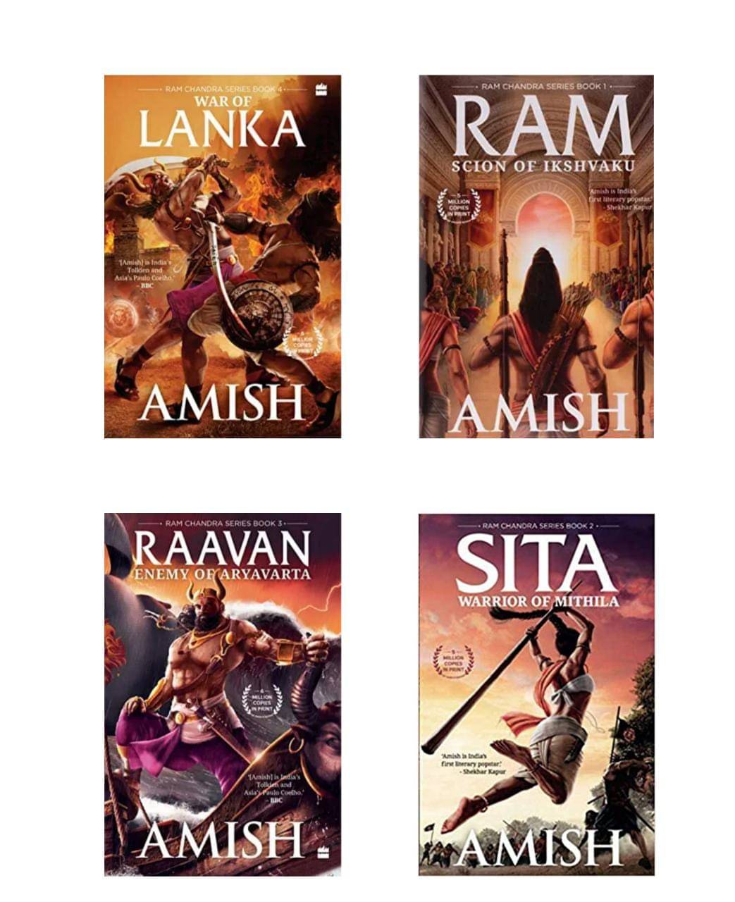 Ram Scion Of Ikshvaku & Raavan Enemy of Aryavarta, & SITA Warrior of Mithila, & War of Lanka ( Ram Chandra Series 4 Books Combo ) English , Paperback ,By Amish Tripathi Ram Scion Of Ikshvaku & Raavan Enemy of Aryavarta, & SITA Warrior of Mithila, & War of Lanka ( Ram Chandra Series 4 Books Combo ) English , Paperback ,By Amish Tripathi
