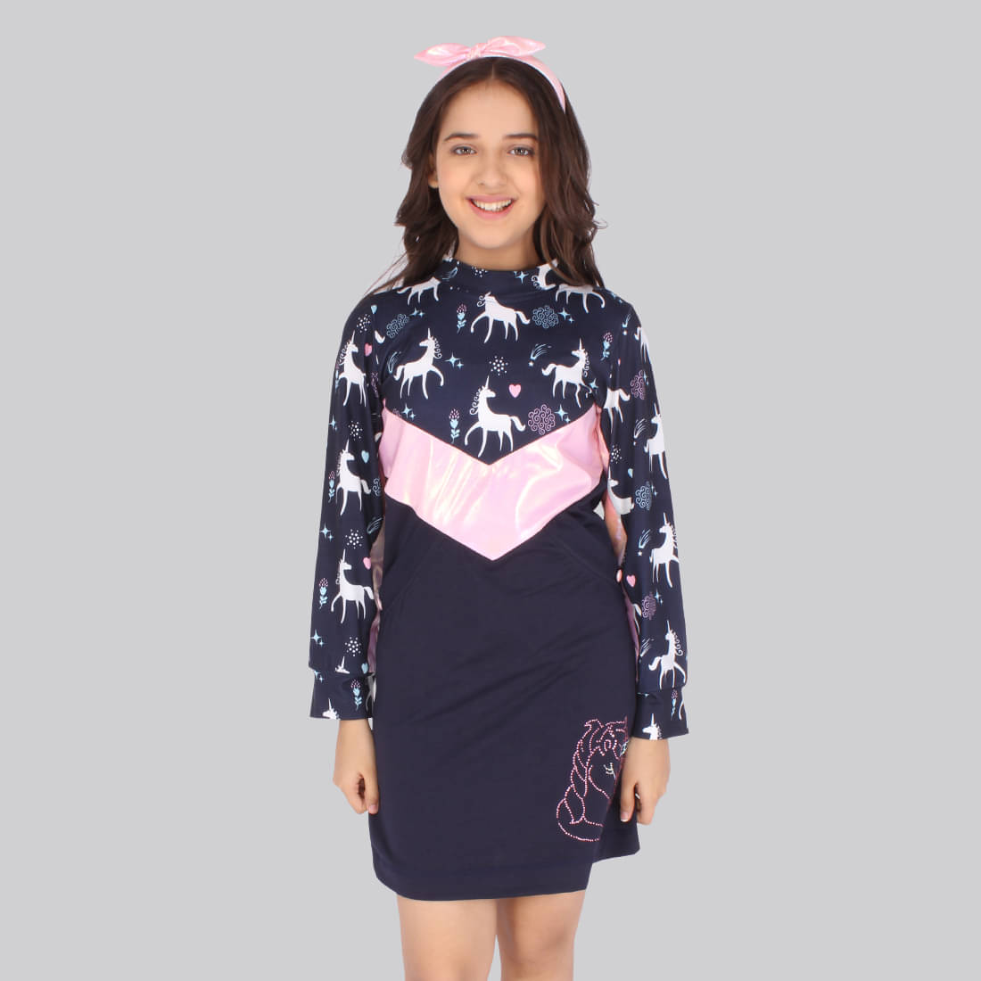 Cutecumber Cotton Blend Shift Dress For Girls ( Pack of 1 , Navy ) Cutecumber Cotton Blend Shift Dress For Girls ( Pack of 1 , Navy )