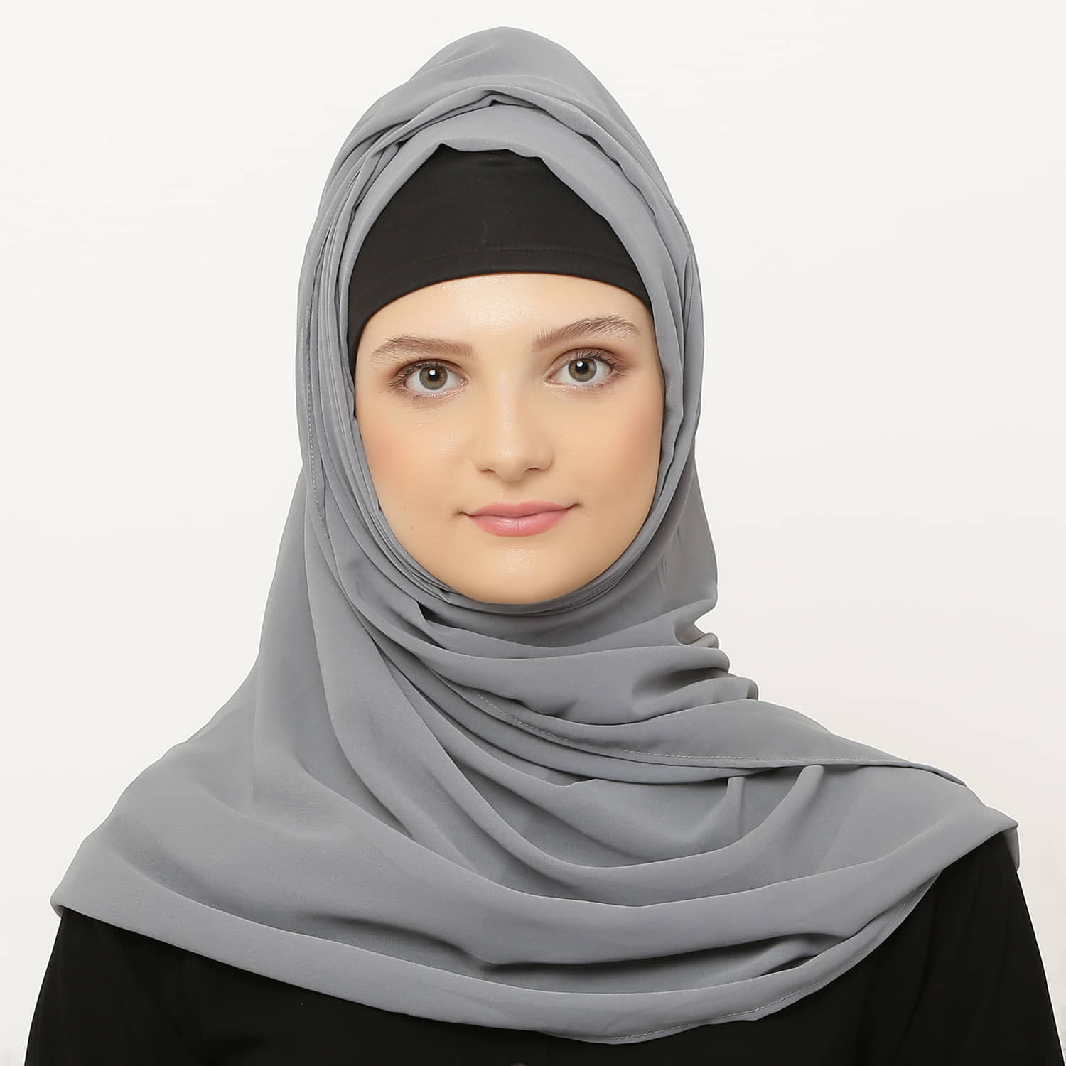 Evelia Beige Georgette Stitched Hijab - Single
