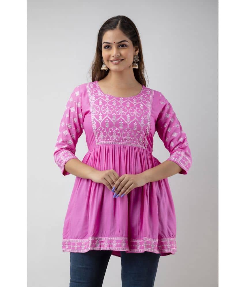 FABRR - Pink Rayon Women's A-Line Top ( Pack of 1 )
