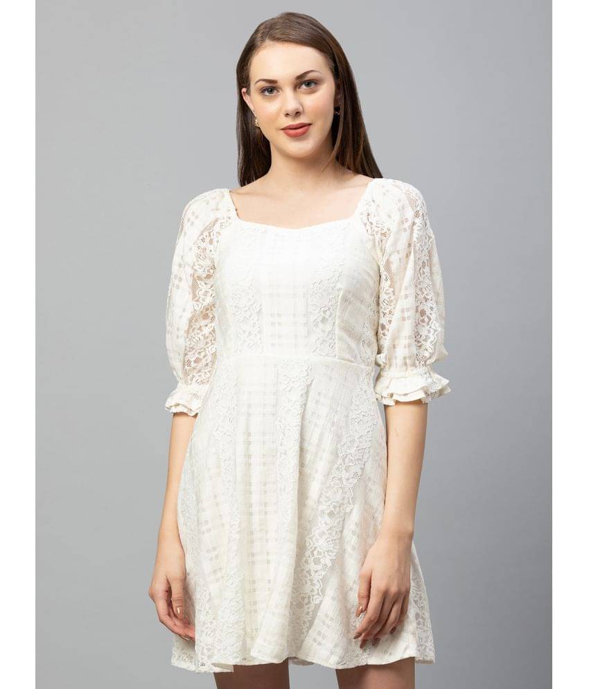     			Globus - Cream Polyester Women's Fit & Flare Dress ( Pack of 1 )