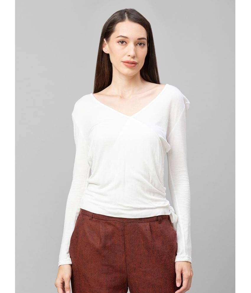 Globus - Off White Viscose Women's Wrap Top ( Pack of 1 ) Globus - Off White Viscose Women's Wrap Top ( Pack of 1 )