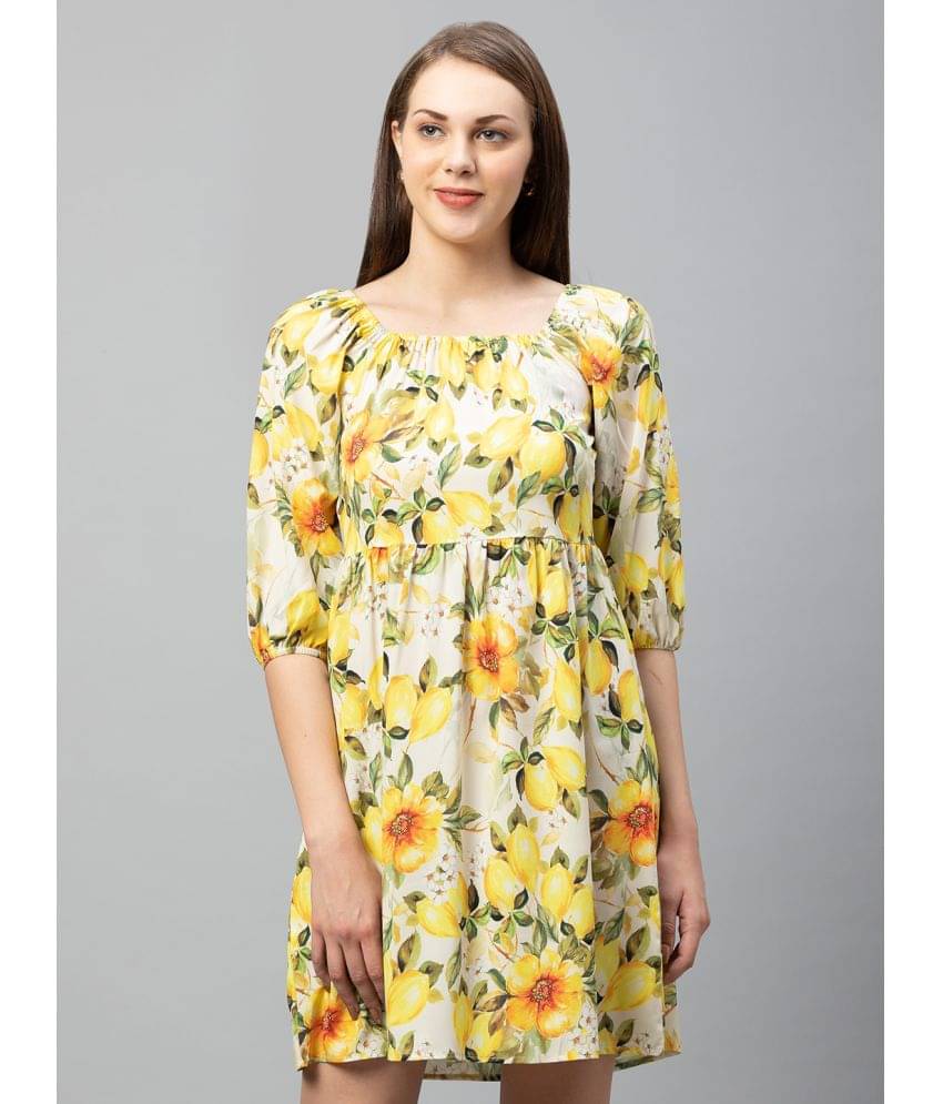 Globus - Yellow Polyester Women's A-line Dress ( Pack of 1 )     			Globus - Yellow Polyester Women's A-line Dress ( Pack of 1 )