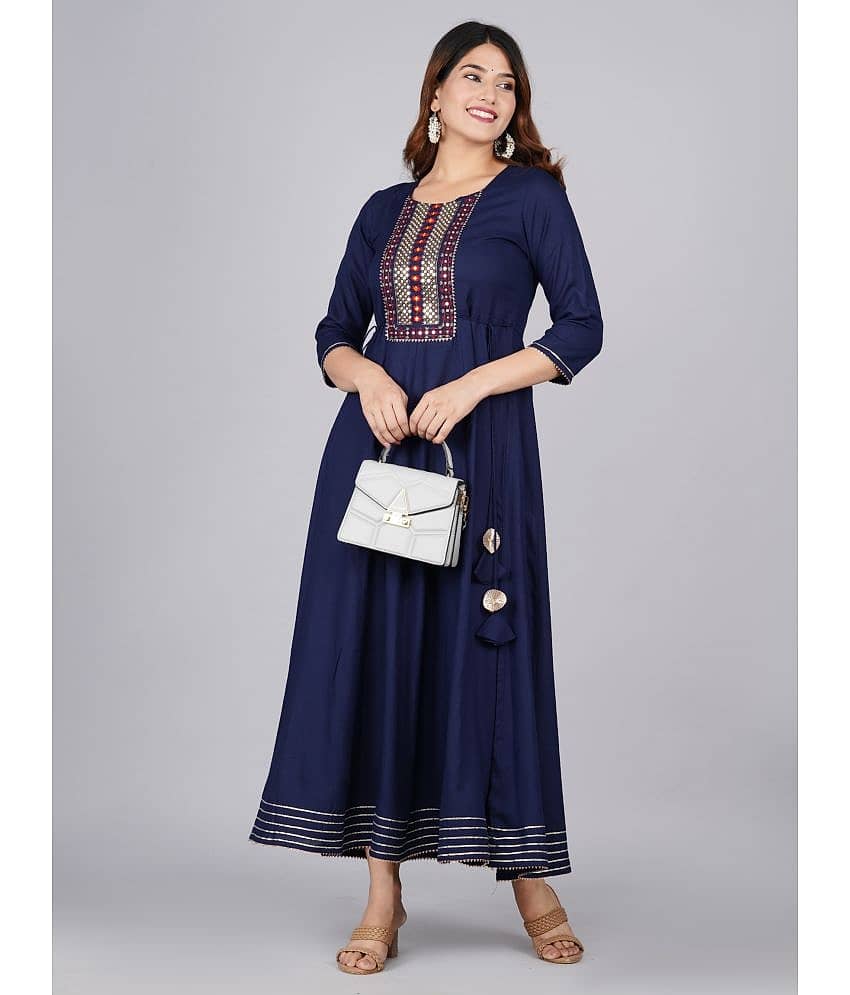 Jaipuri Collection - Blue Rayon Women's Anarkali Kurti ( Pack of 1 ) - Kurtis, Tunics | Buy online on ZillyBuy