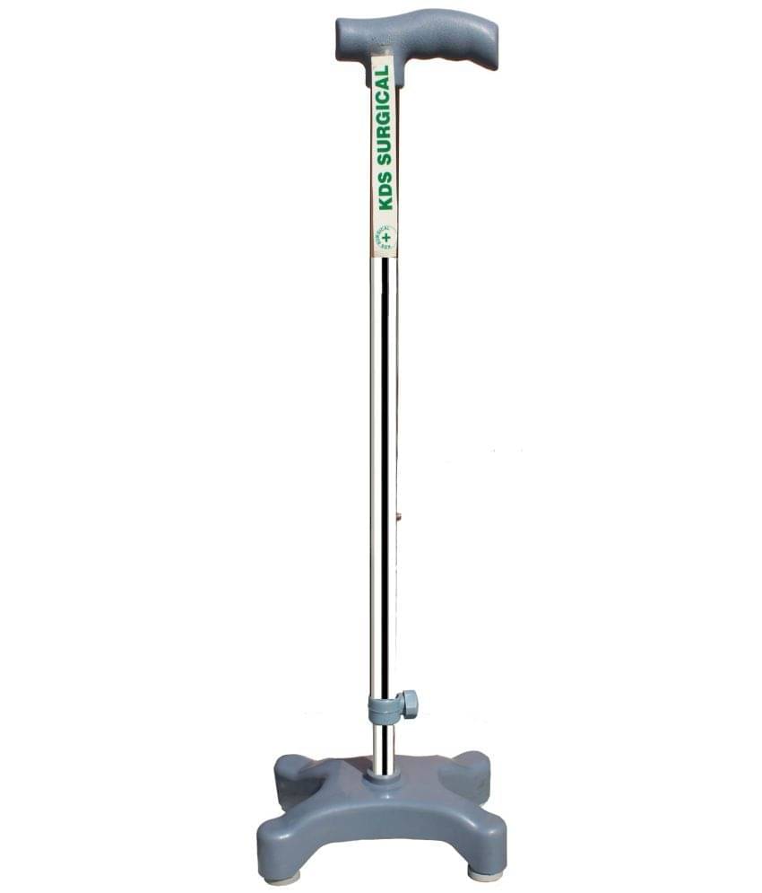     			KDS SURGICAL Quadripod 4 Leg Chroome Plastic Base Steel Walking Sticks