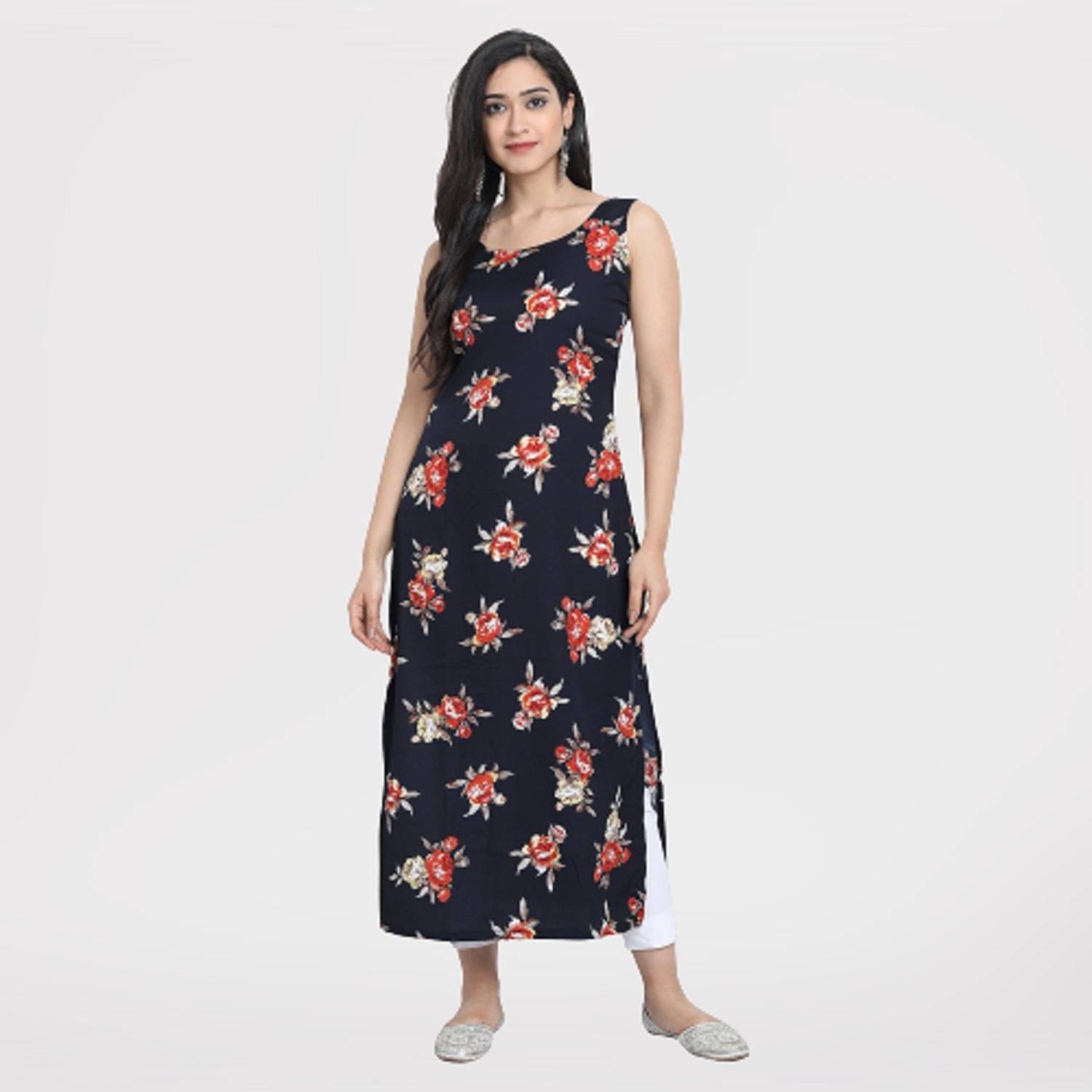     			NOWT - Black Crepe Women's Straight Kurti ( Pack of 1 )