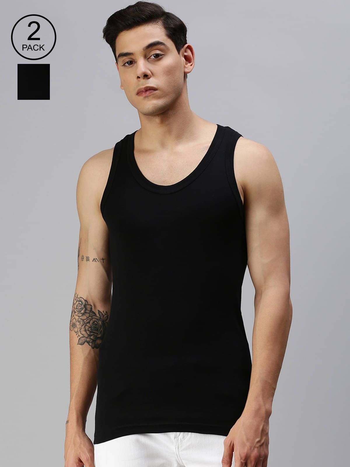 ONN - Black Cotton Men's Vest ( Pack of 2 )     			ONN - Black Cotton Men's Vest ( Pack of 2 )