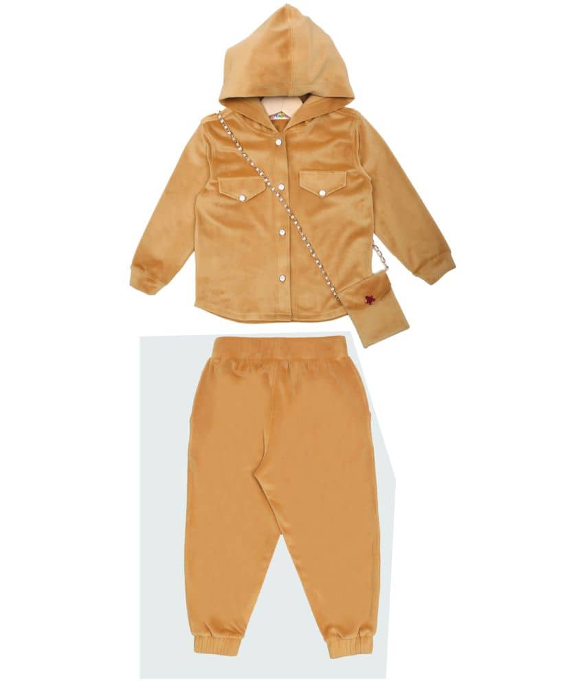 PEACHIES Girls Velour Tracksuit For ( Yellow )