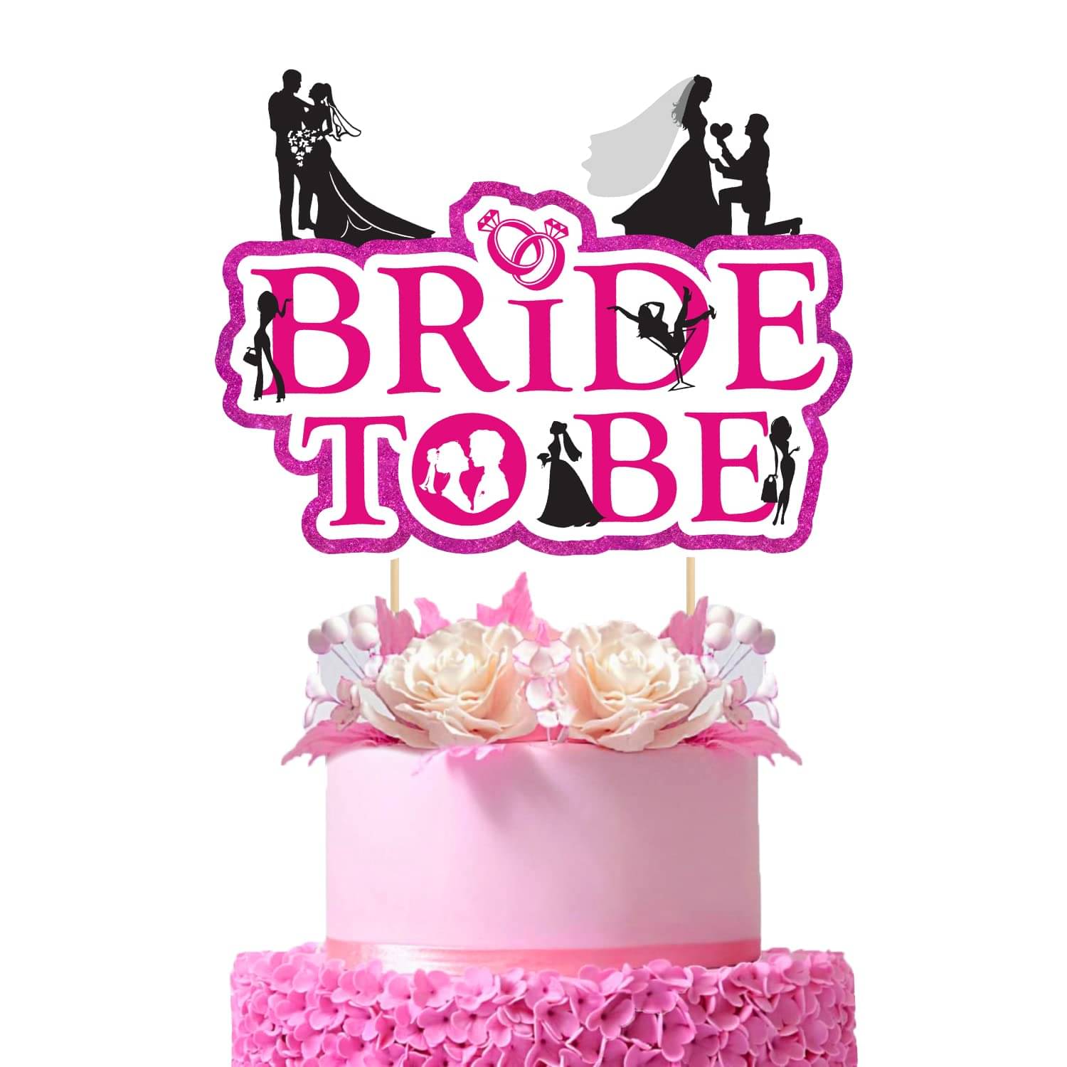     			Zyozi  Bride to Be Cake Topper for Bridal Shower/Wedding Shower/Engagement/Bachelorette (PINK AND WHITE)