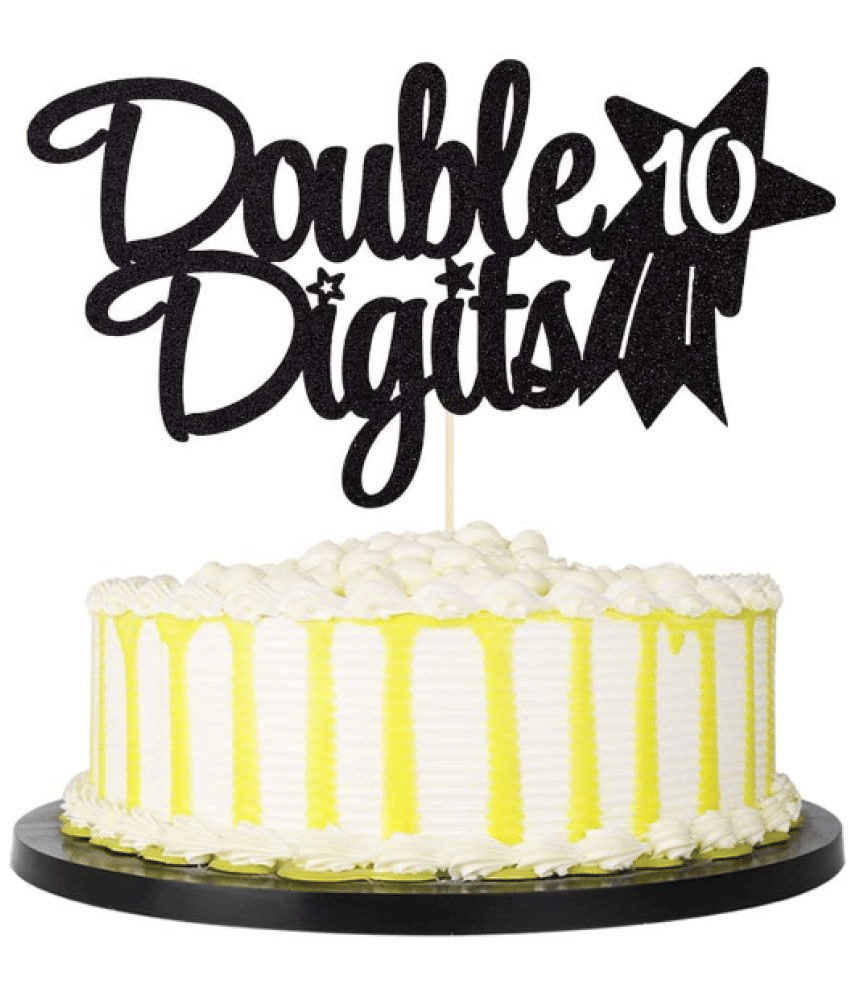     			Zyozi  Double Digits 10th Cake Topper - 10th Birthday Cake Topper Decorations,Boys Girls 10th Birthday Cake Decorations Supplies (Black)