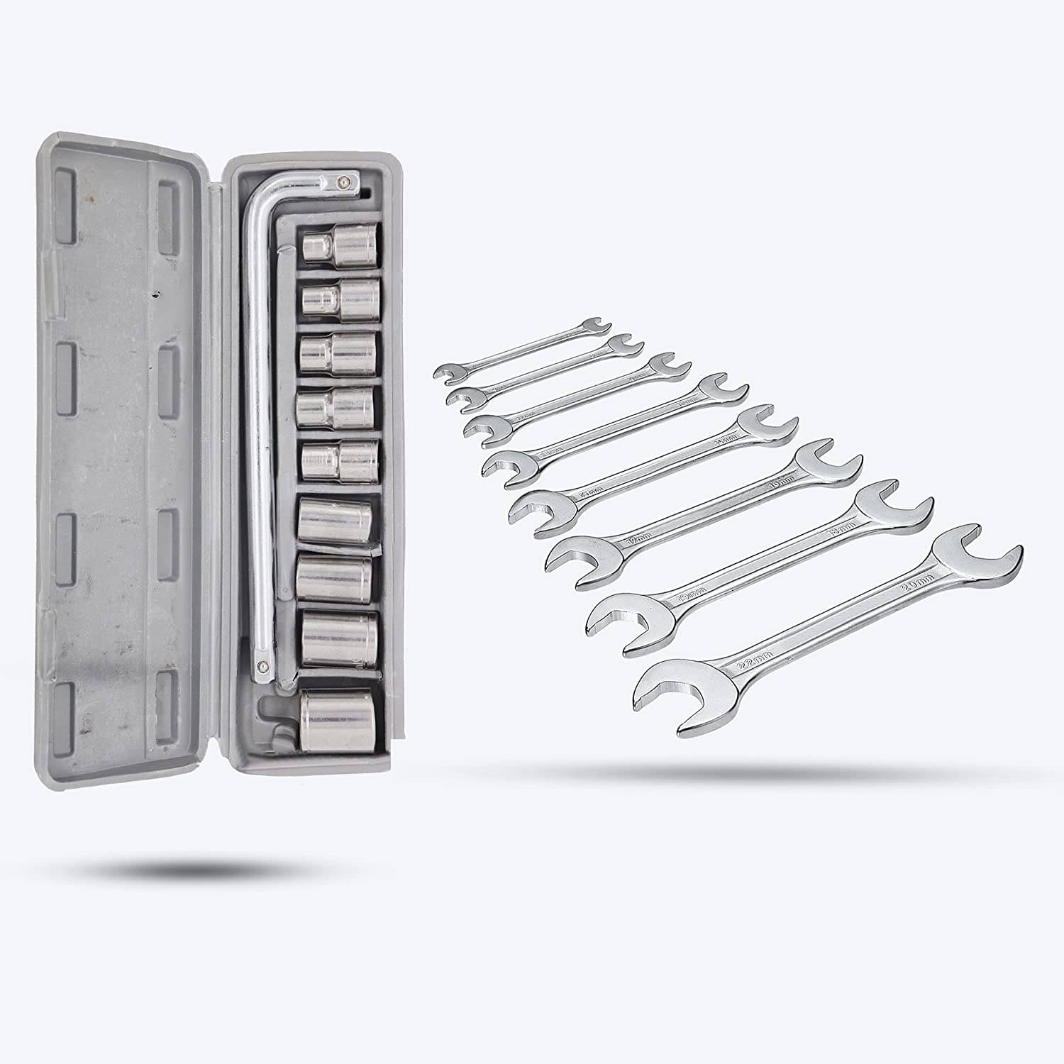 Aldeco Hand Tool Kit- Multipurpose use 10 Pcs Socket Set with 8 Pcs Spanner Set. Combination of Tools For Domestic & Industrial Purpose. Aldeco Hand Tool Kit- Multipurpose use 10 Pcs Socket Set with 8 Pcs Spanner Set. Combination of Tools For Domestic & Industrial Purpose.