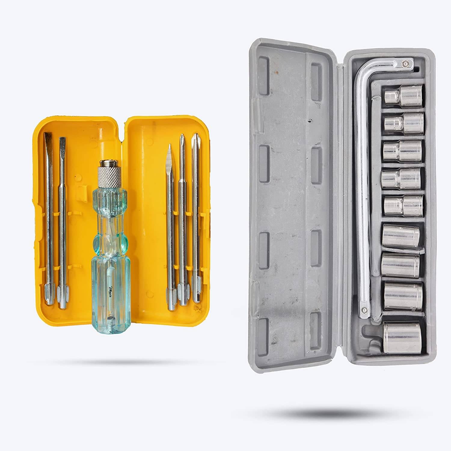     			Aldeco Hand Tool Kit 5in1 Screw Driver Set with 10 Pcs Socket Set.Combination Hand Tools for Domestic & Industrial Purpose.