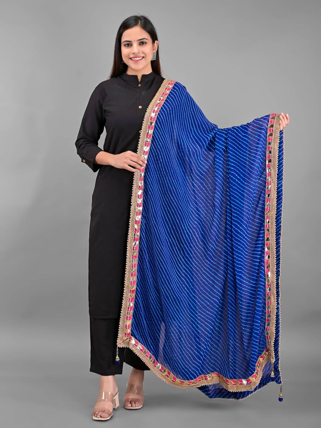     			Apratim - Blue Georgette Women's Dupatta - ( Pack of 1 )