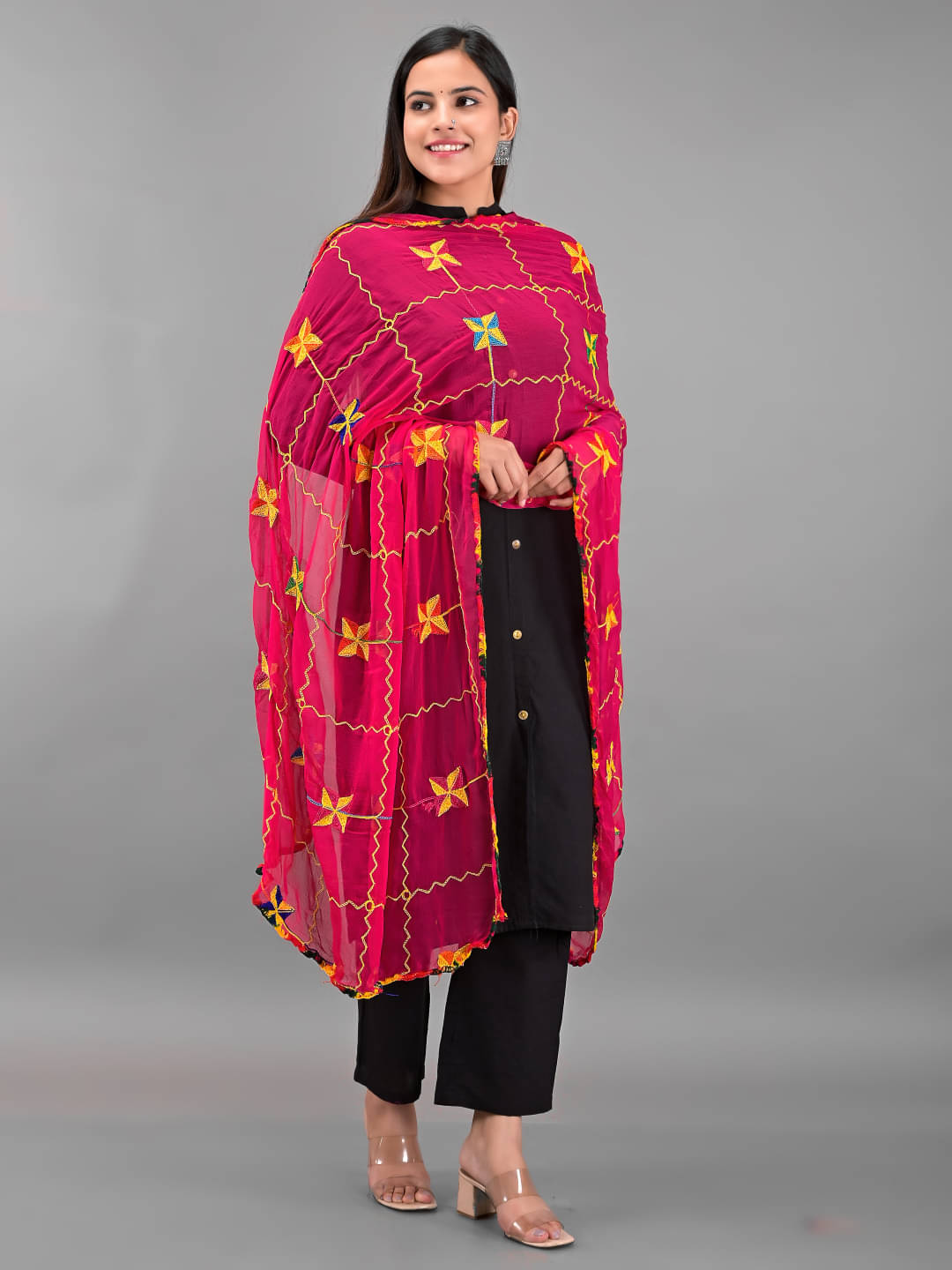 Apratim - Pink Chiffon Women's Dupatta - ( Pack of 1 ) Apratim - Pink Chiffon Women's Dupatta - ( Pack of 1 )