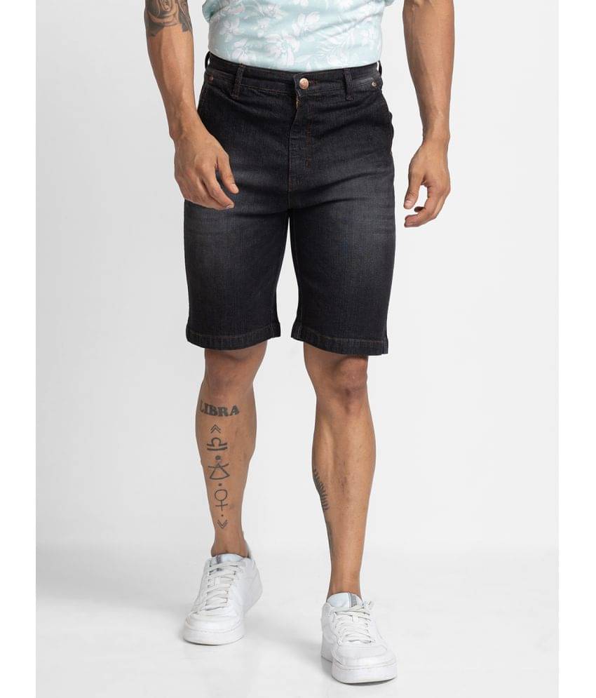 Globus - Black Cotton Men's Denim Shorts ( Pack of 1 ) Globus - Black Cotton Men's Denim Shorts ( Pack of 1 )