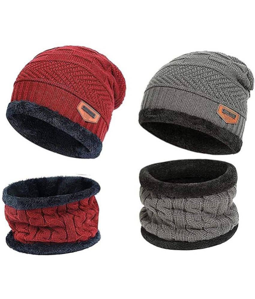 Guys'N'Girls - Red Woollen Women's Cap ( Pack of 2 )