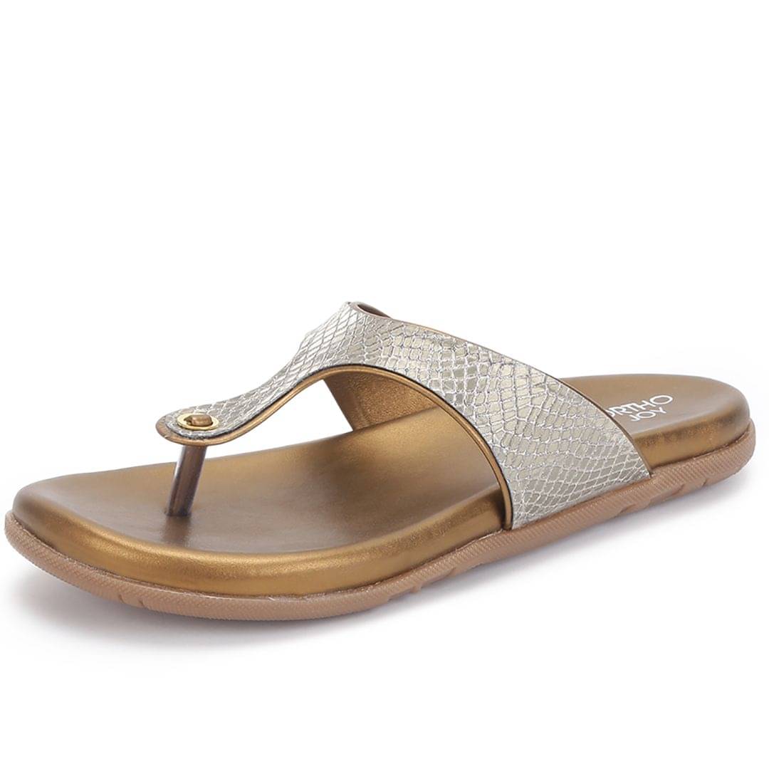     			ORTHO JOY - Silver Women's Flats
