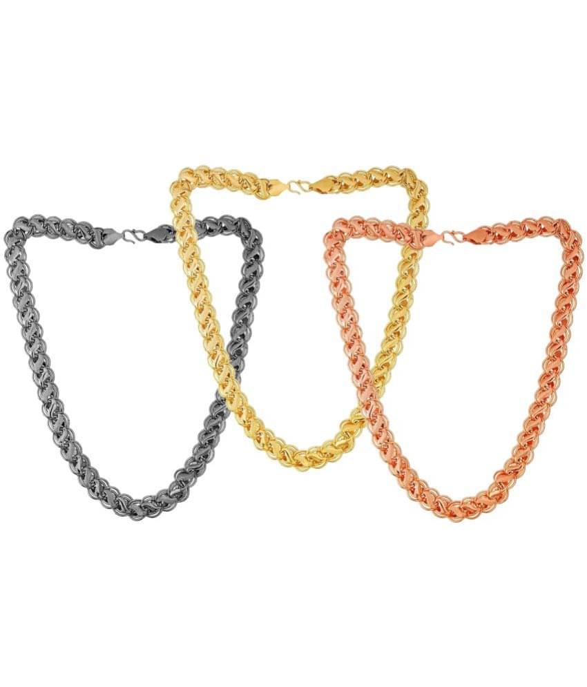     			SHANKH-KRIVA Gold Plated Chain ( Set of 3 )