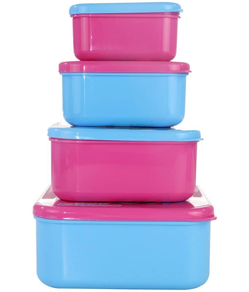 Smily Kiddos - Multicolor Plastic Lunch Box ( Pack of 4 )