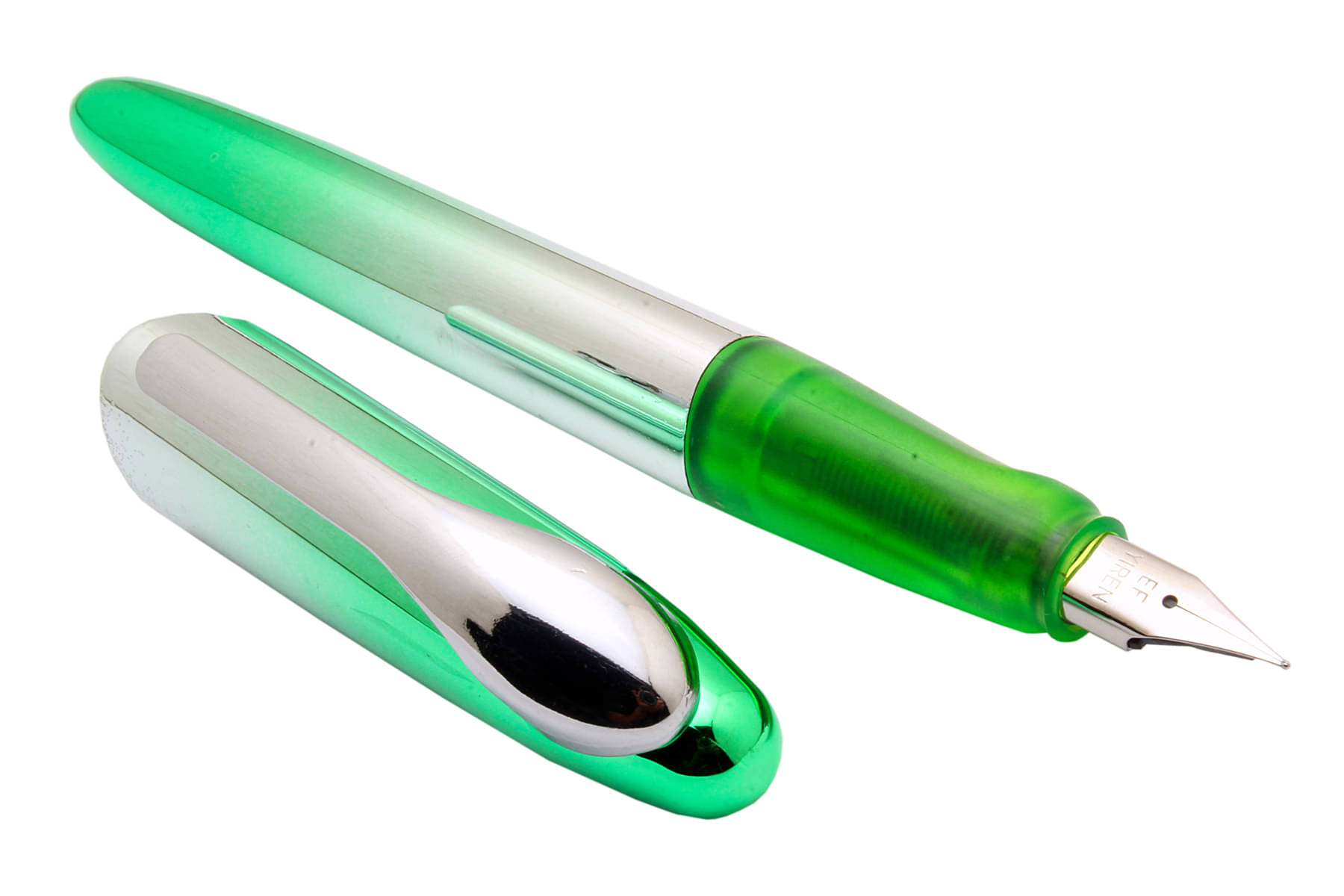     			Srpc Yiren 363A Dual Tone Silver & Green Fountain Pen With Converter & Cartridges