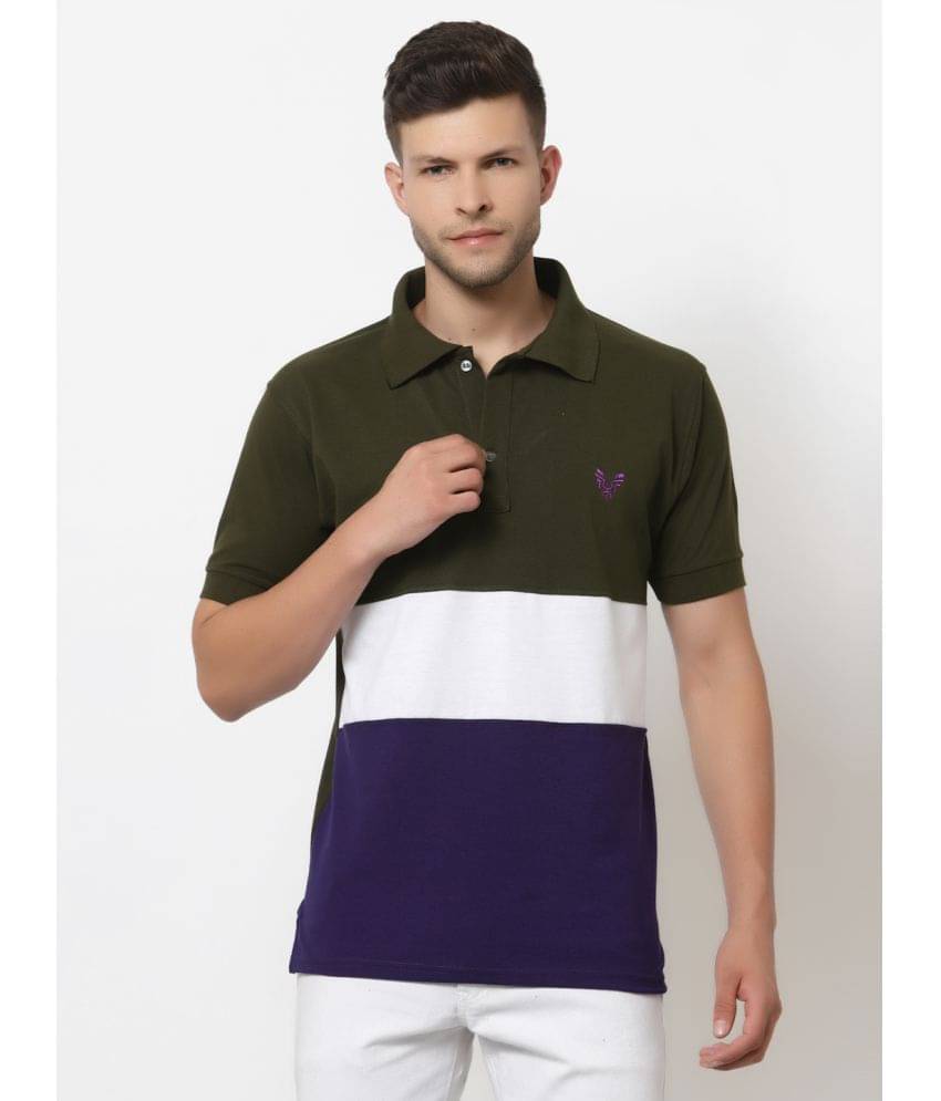     			Uzarus Pack of 1 Cotton Blend Regular Fit Colorblock Half Sleeves Men's Polo T Shirt ( Green )