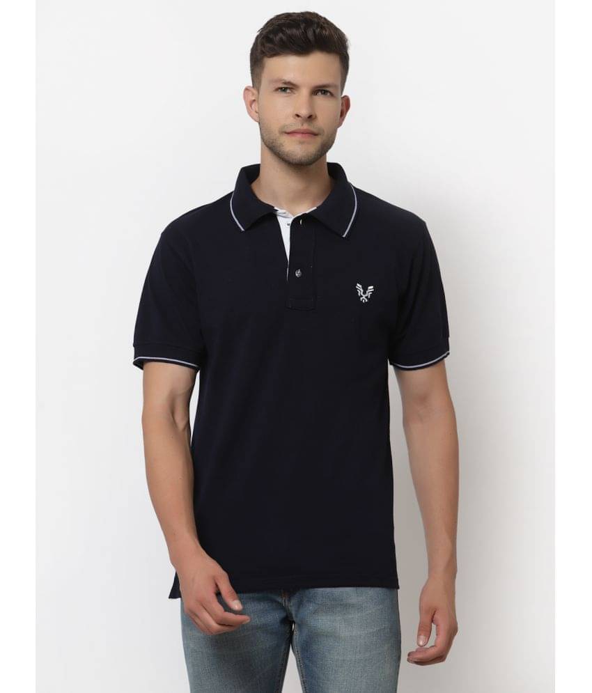     			Uzarus Pack of 1 Cotton Blend Regular Fit Solid Half Sleeves Men's Polo T Shirt ( Navy )