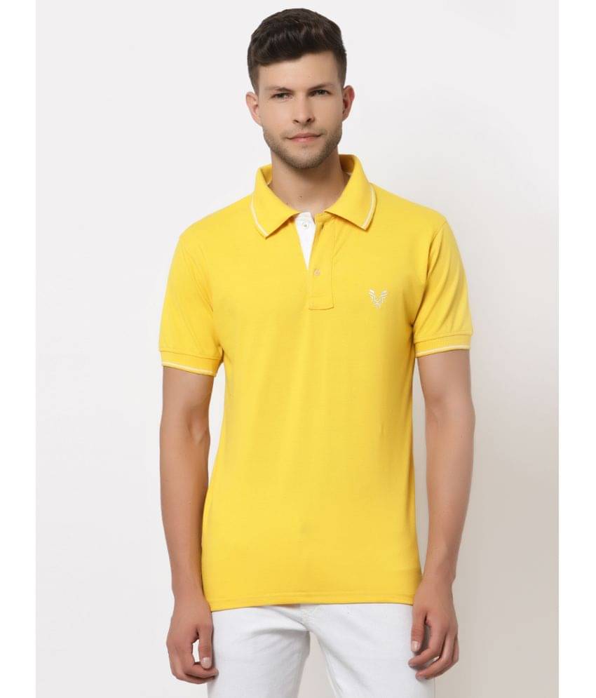     			Uzarus Pack of 1 Cotton Blend Regular Fit Solid Half Sleeves Men's Polo T Shirt ( Yellow )