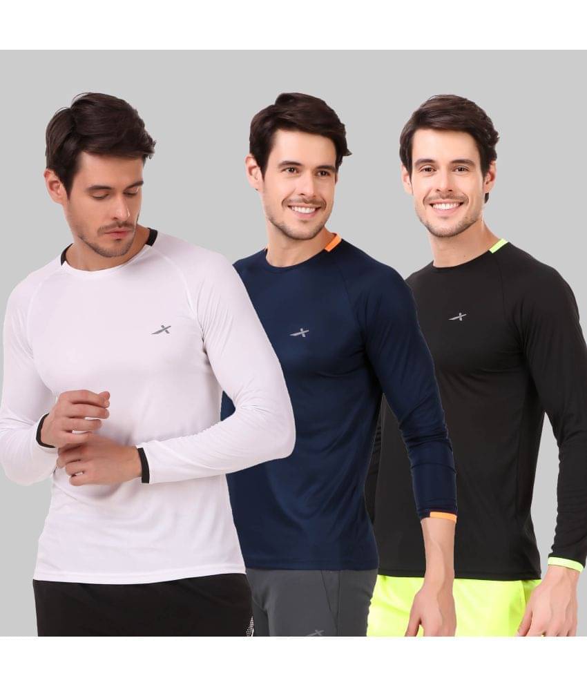 Vector X - Multicolor Polyester Regular Fit Men's Sports T-Shirt ( Pack of 3 ) Vector X - Multicolor Polyester Regular Fit Men's Sports T-Shirt ( Pack of 3 )