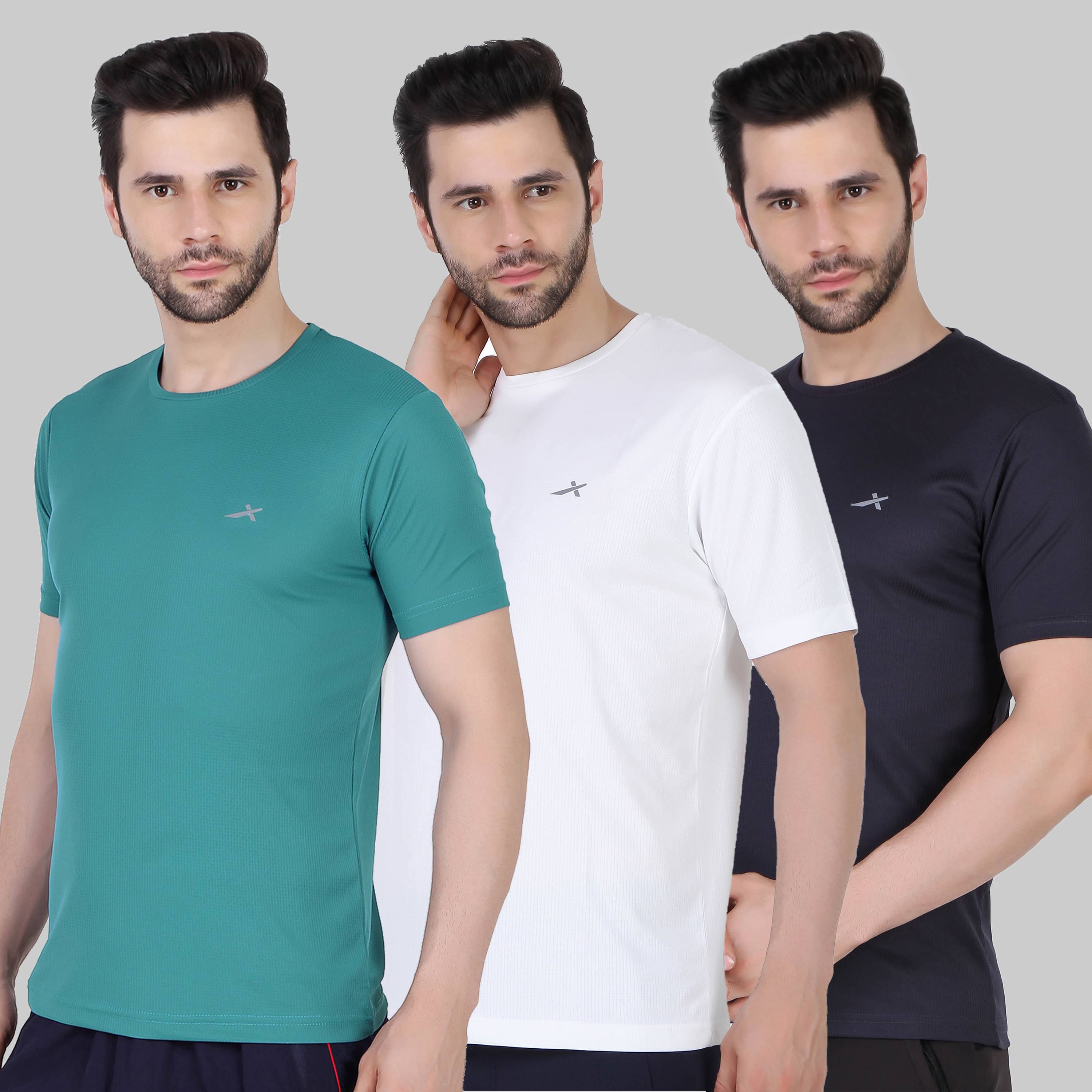 Vector X - Multicolor Polyester Regular Fit Men's Sports T-Shirt ( Pack of 3 ) Vector X - Multicolor Polyester Regular Fit Men's Sports T-Shirt ( Pack of 3 )