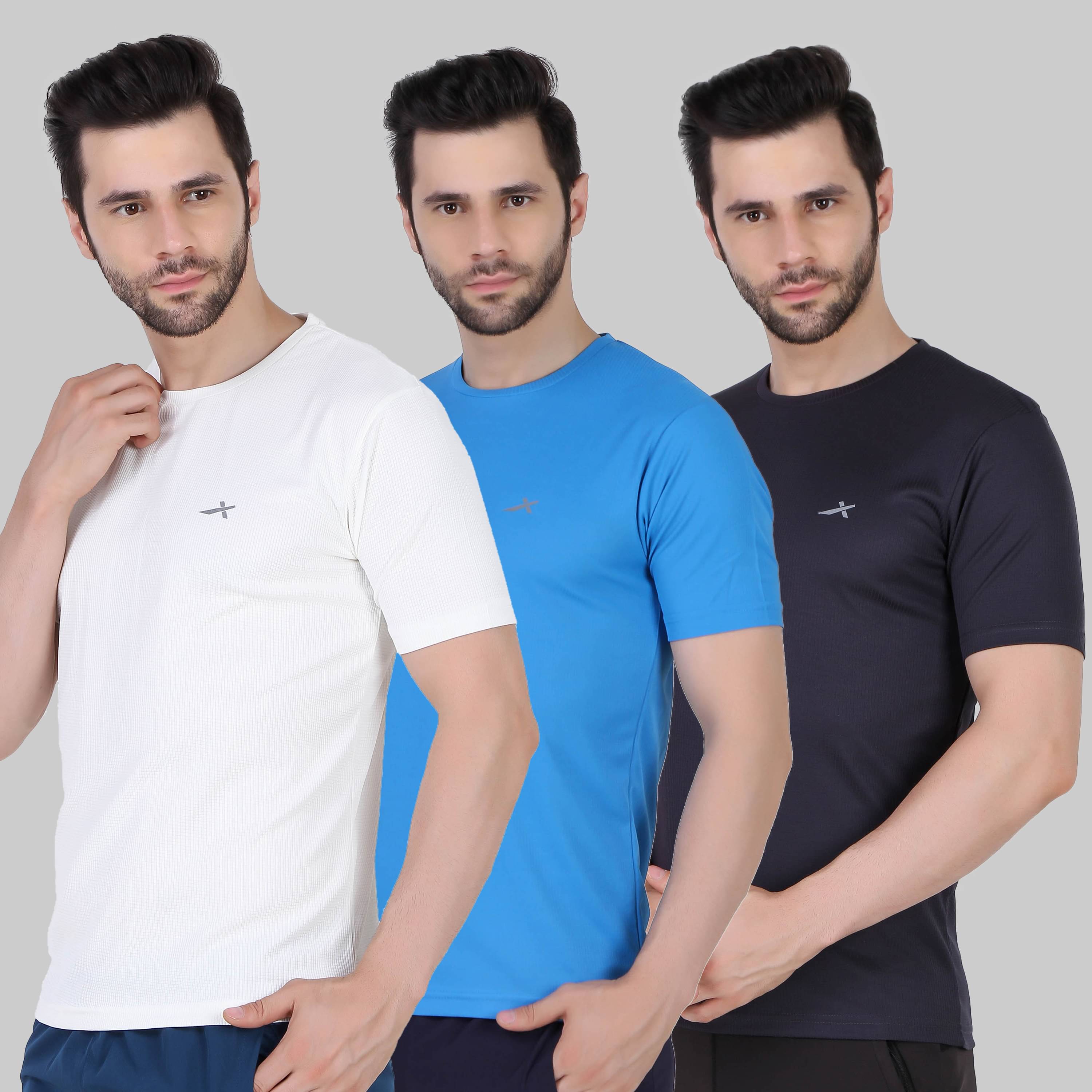 Vector X - Multicolor Polyester Regular Fit Men's Sports T-Shirt ( Pack of 3 ) Vector X - Multicolor Polyester Regular Fit Men's Sports T-Shirt ( Pack of 3 )