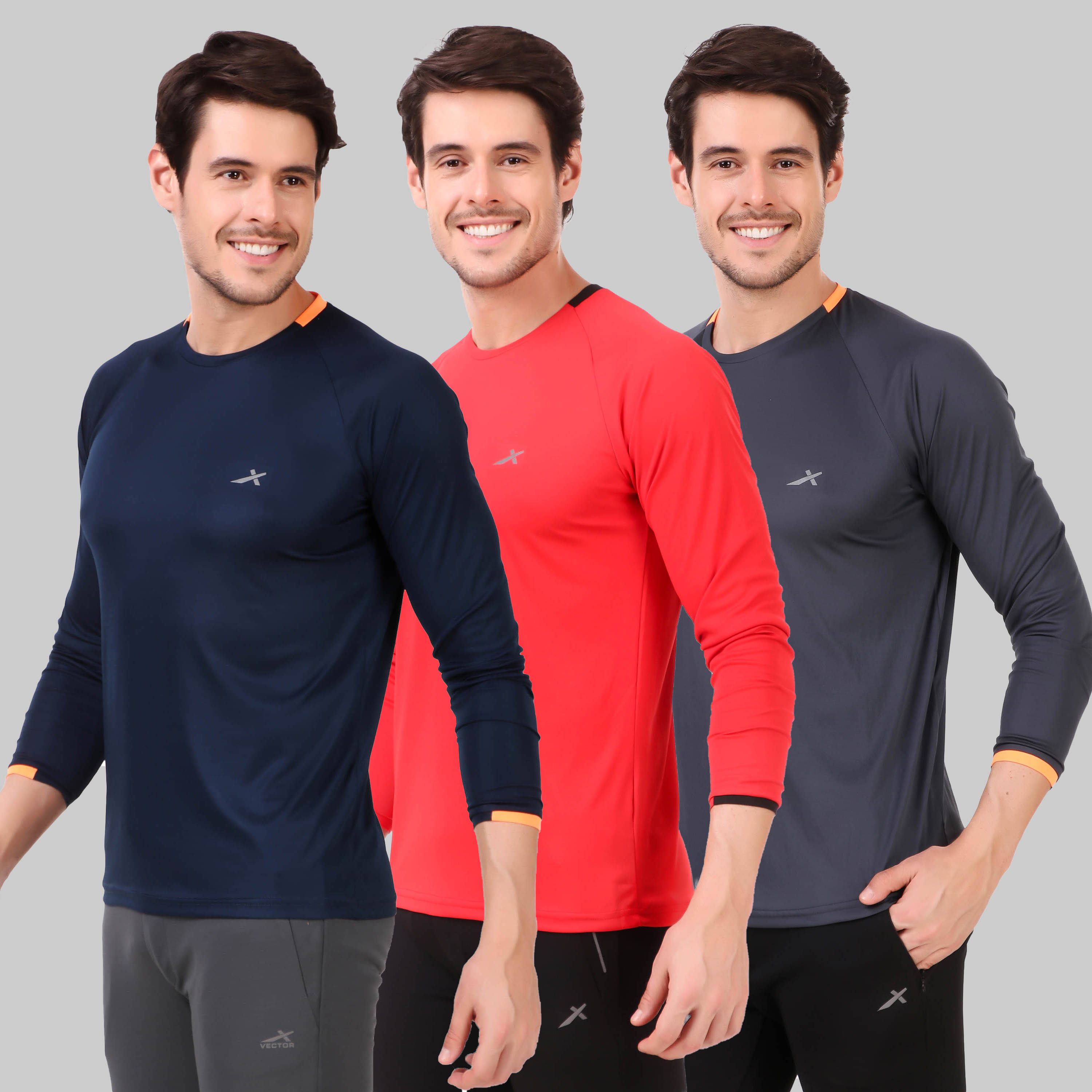 Vector X - Multicolor Polyester Regular Fit Men's Sports T-Shirt ( Pack of 3 ) Vector X - Multicolor Polyester Regular Fit Men's Sports T-Shirt ( Pack of 3 )