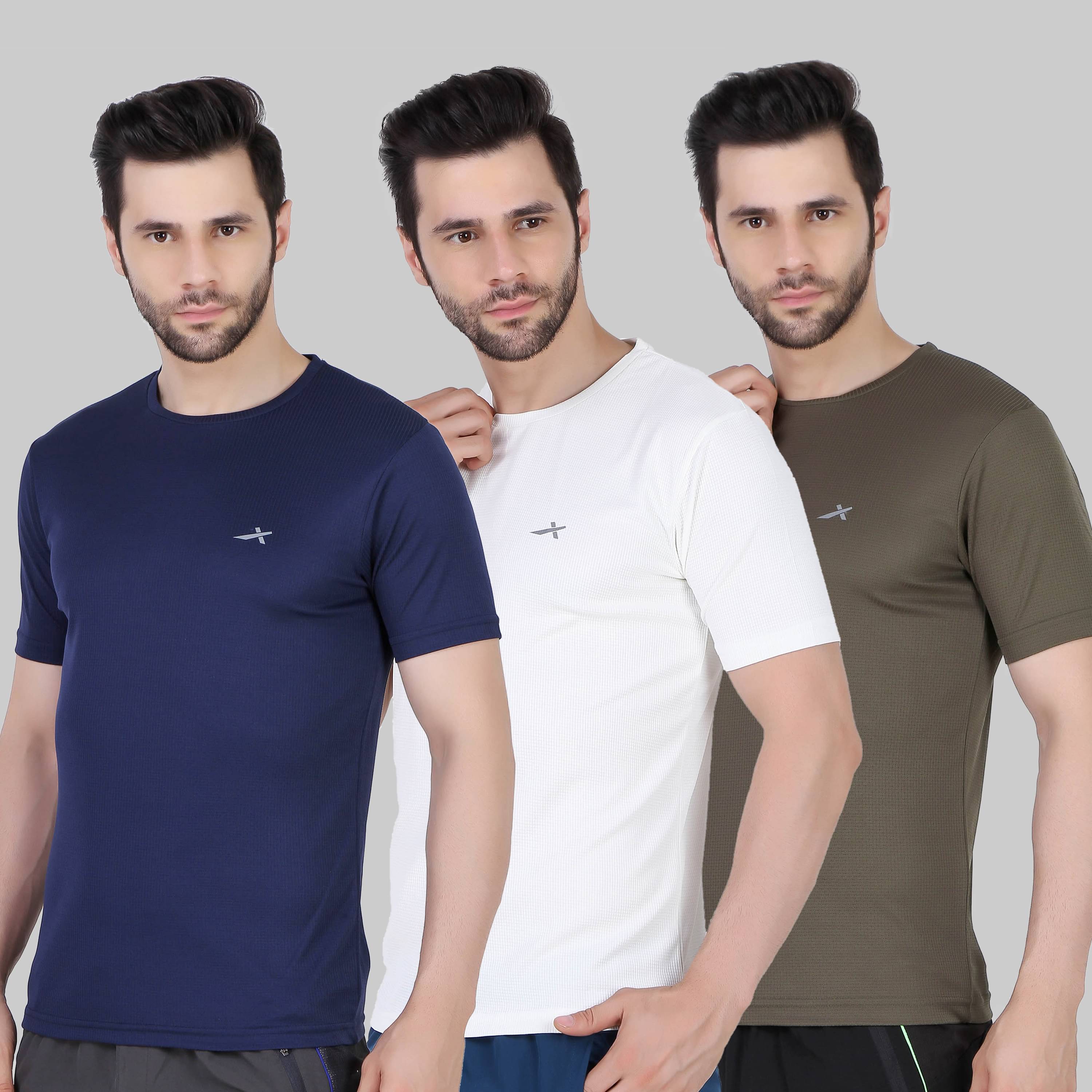Vector X - Multicolor Polyester Regular Fit Men's Sports T-Shirt ( Pack of 3 ) Vector X - Multicolor Polyester Regular Fit Men's Sports T-Shirt ( Pack of 3 )