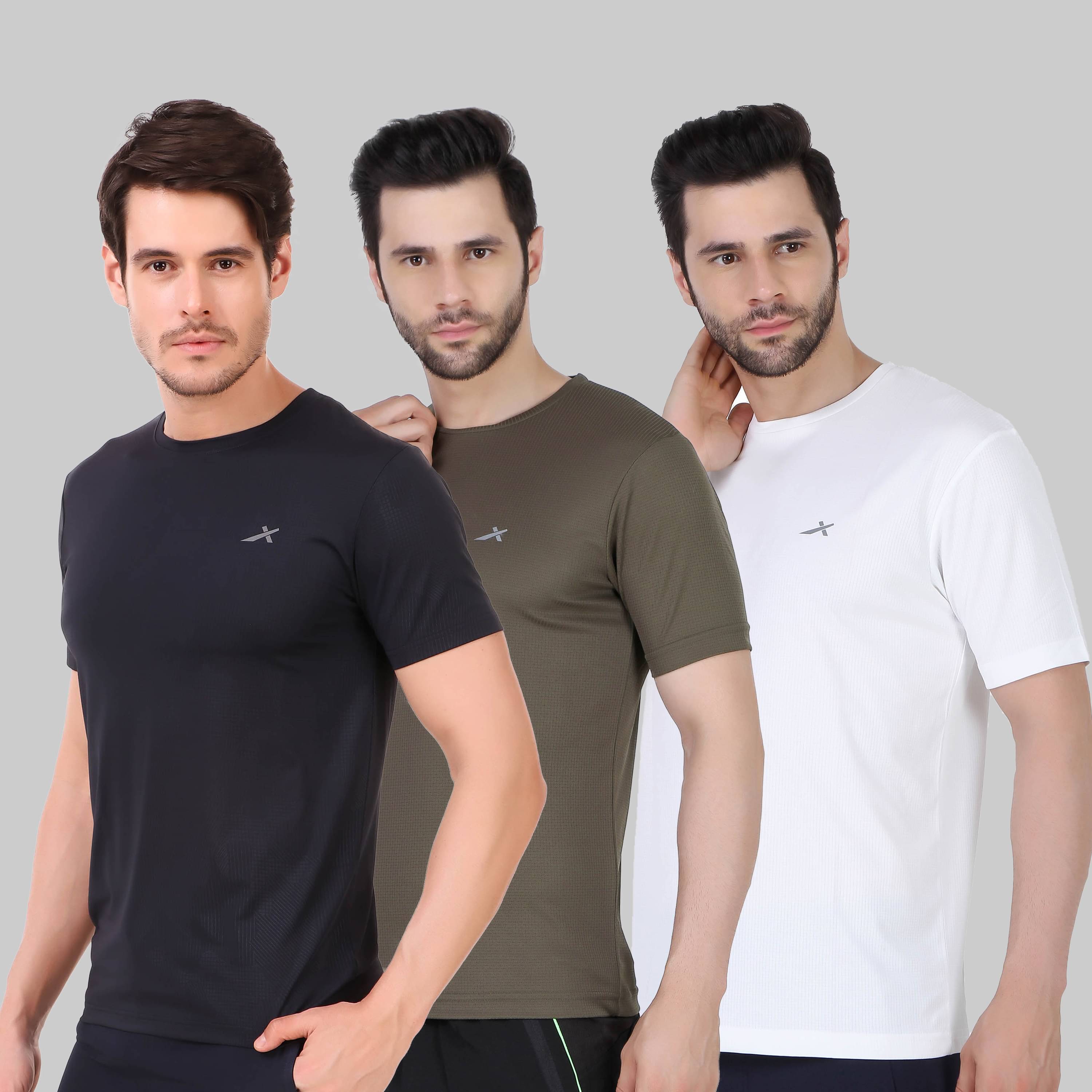 Vector X - Multicolor Polyester Regular Fit Men's Sports T-Shirt ( Pack of 3 ) Vector X - Multicolor Polyester Regular Fit Men's Sports T-Shirt ( Pack of 3 )