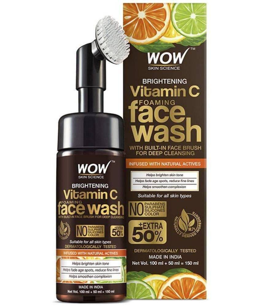 WOW Skin Science Brightening Vitamin C Foaming Face Wash with Built-In Face Brush - 150mL WOW Skin Science Brightening Vitamin C Foaming Face Wash with Built-In Face Brush - 150mL