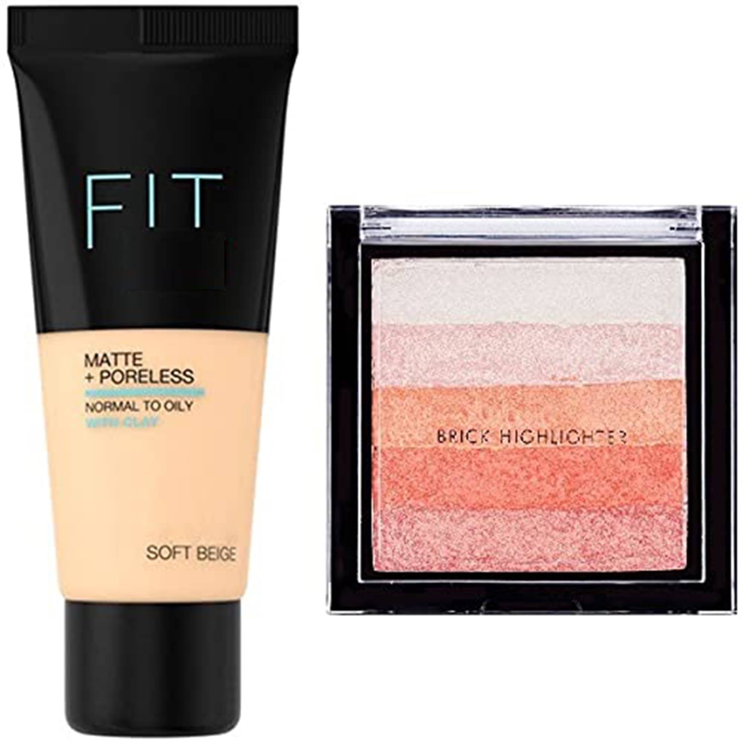     			AMAZING MAKEUP COMBO,1 FIT SKIN FOUNDATION,1 SHIMMER BRICK HIGHLIGHTER FOR GIRLS AND WOMEN COMBO OF 2
