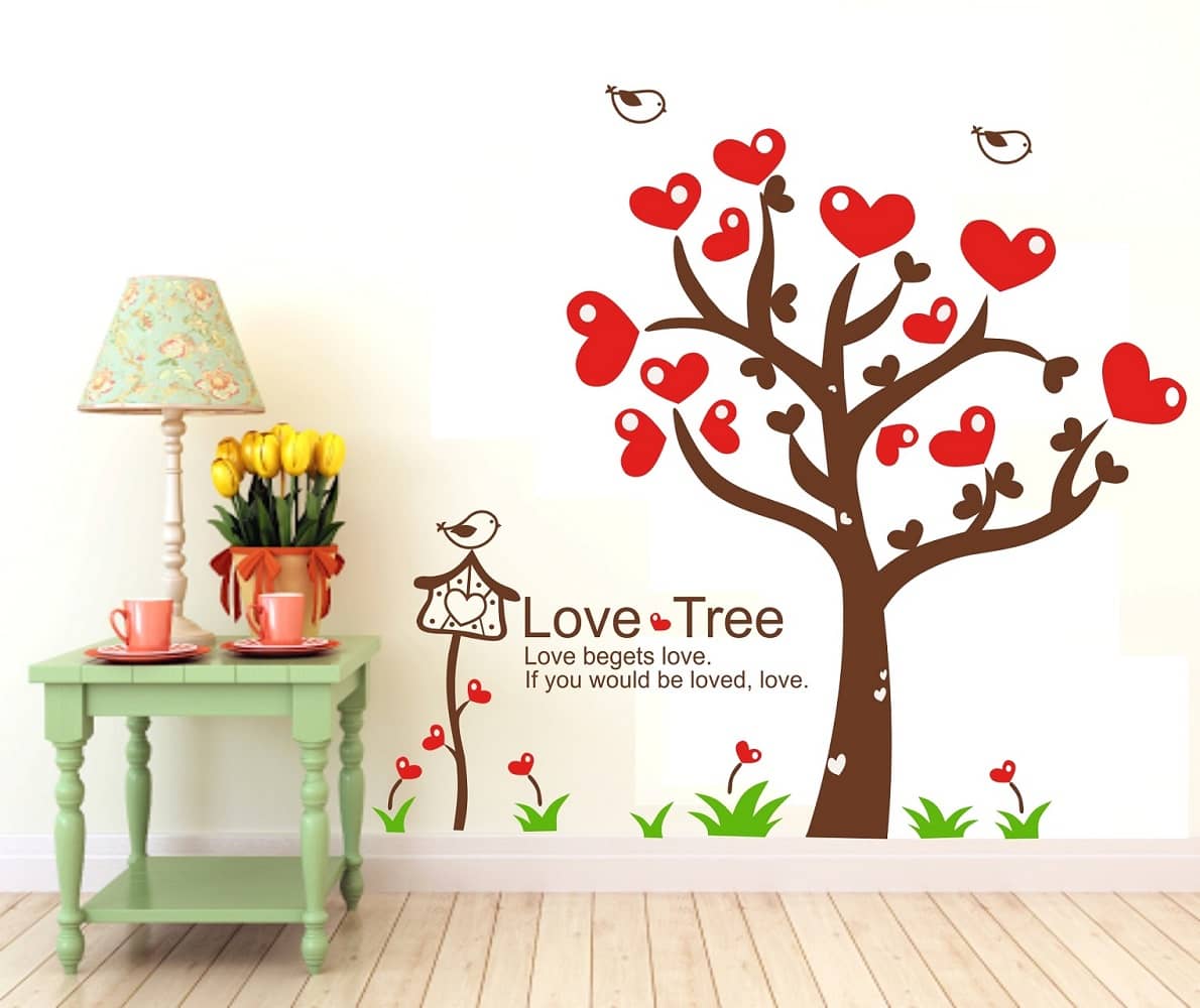 Asmi Collection Love Tree Birds Cage Wall Sticker ( 130 x 140 cms )