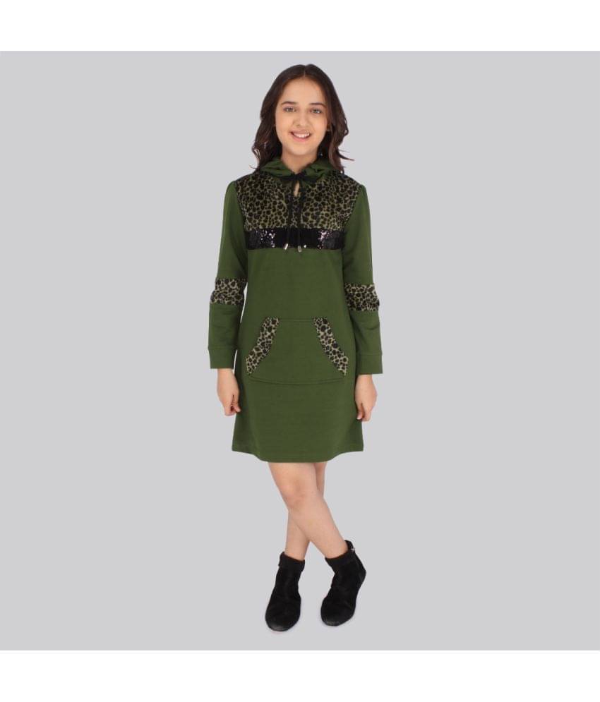     			Cutecumber Cotton Blend Shift Dress For Girls ( Pack of 1 , Green )