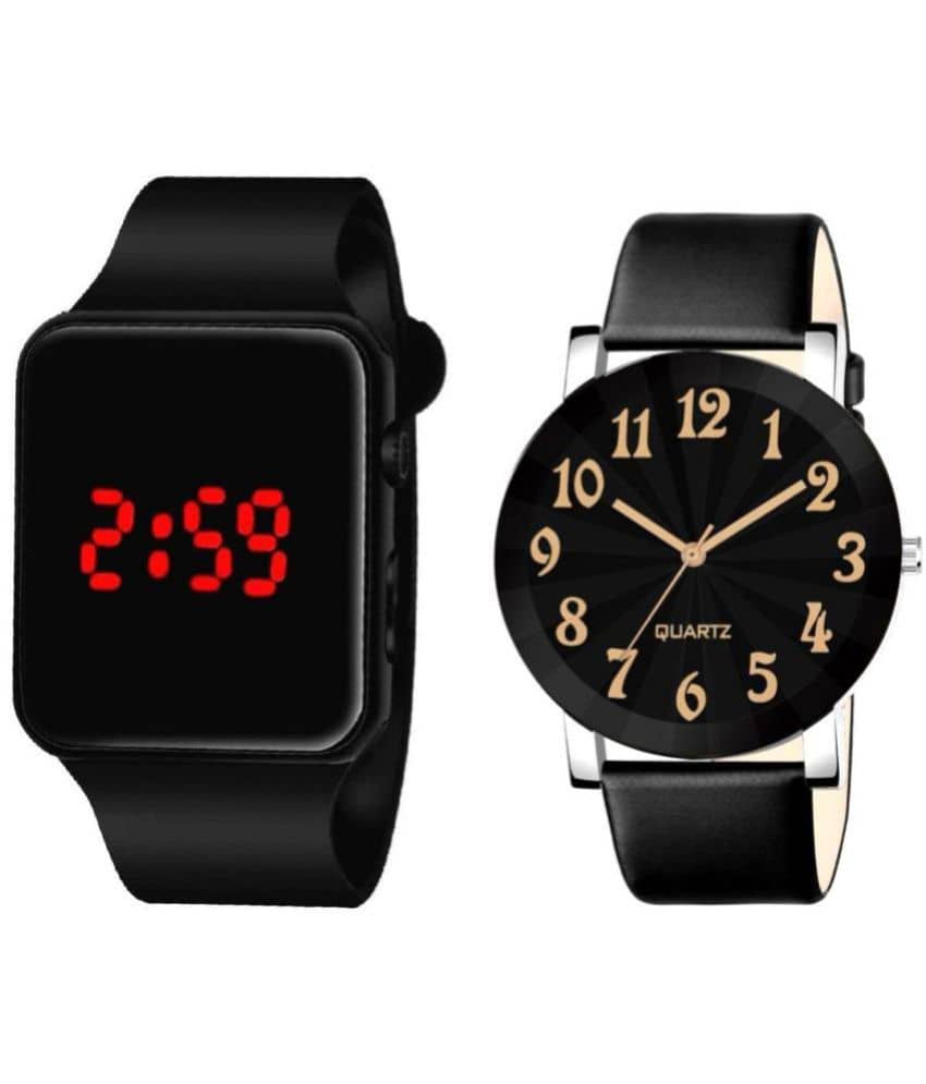 DECLASSE - Black Leather Analog Couple's Watch