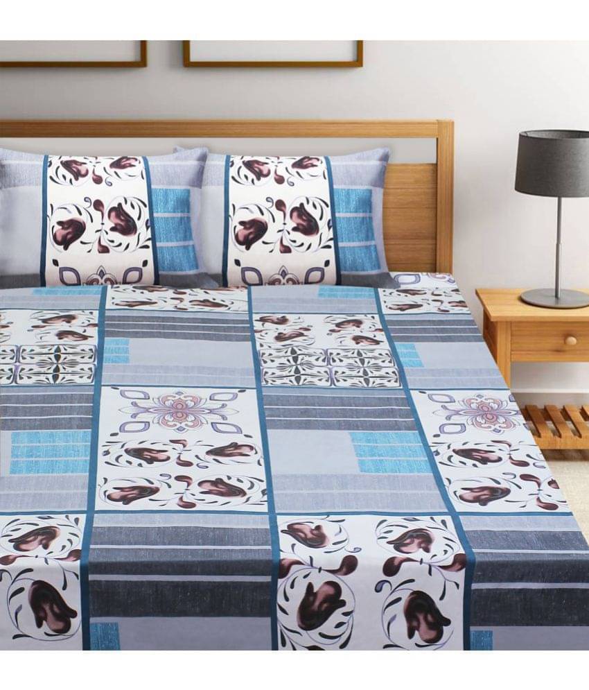     			Home Candy Microfiber Floral Double Bedsheet with 2 Pillow Covers - Multicolor