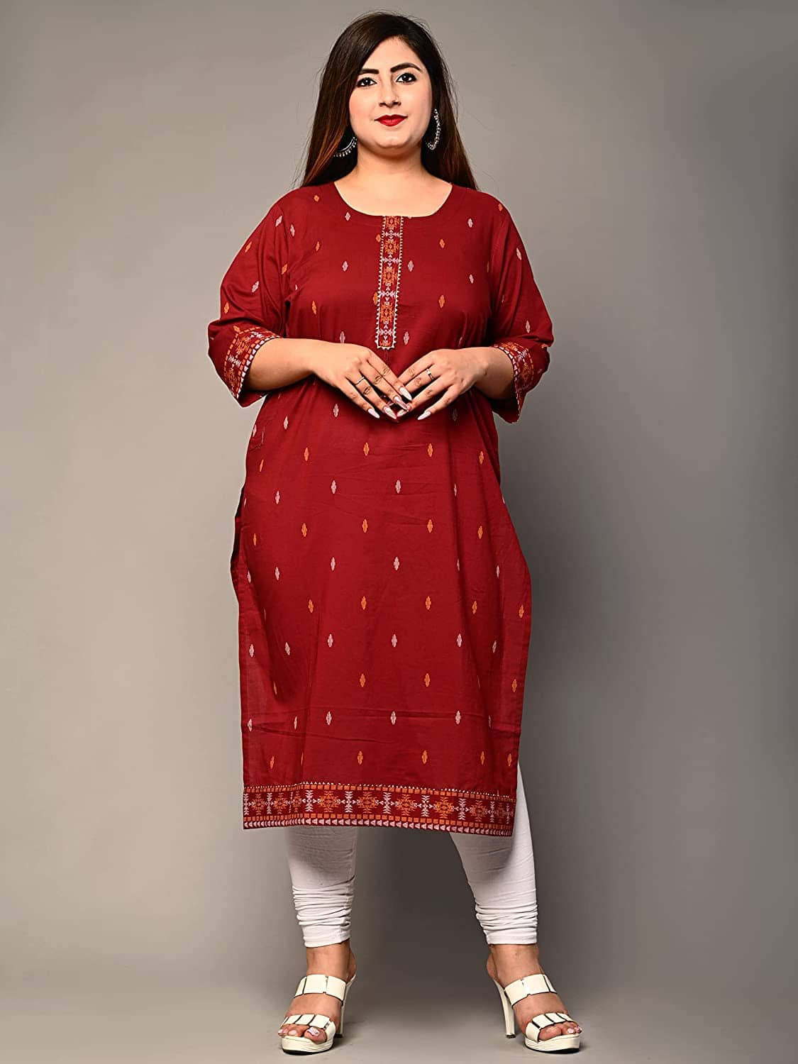Swasti - Maroon Cotton Women's Straight Kurti ( Pack of 1 ) - Kurtis, Tunics | Buy online on ZillyBuy
