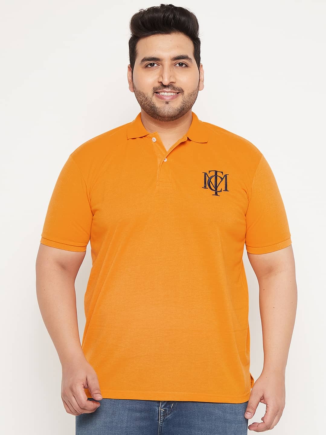 The Million Club Pack of 1 Cotton Blend Regular Fit Embroidered Half Sleeves Men's Polo T Shirt ( Mustard )