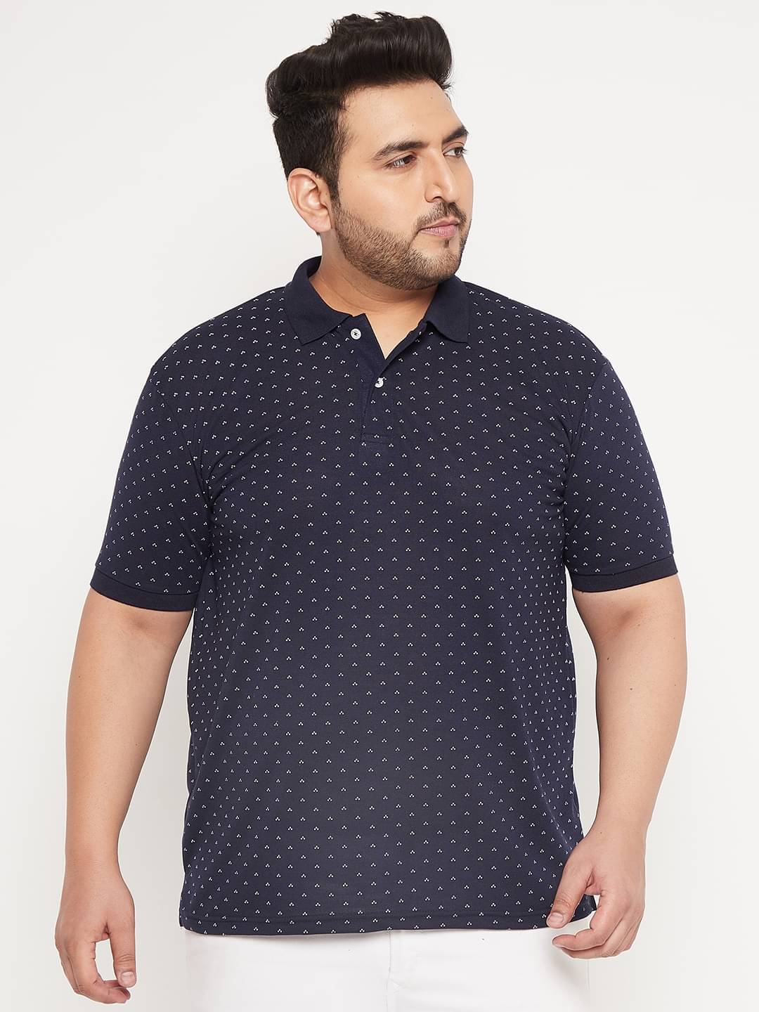     			The Million Club Pack of 1 Cotton Blend Regular Fit Printed Half Sleeves Men's Polo T Shirt ( Navy Blue )