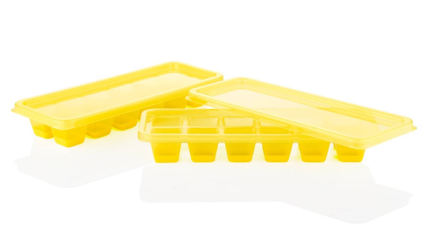     			Analog kitchenware Ice Cube Tray with Lid Yellow, 2 Pcs