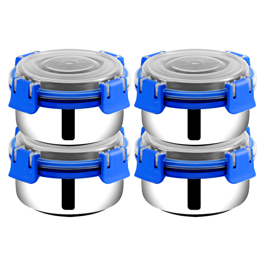     			BOWLMAN - Steel Blue Food Container ( Set of 4 - 350mL each )